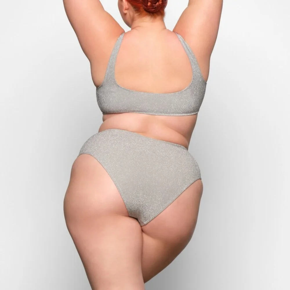 NWT SKIMS SWIM GLITTER MID WAIST BIKINI BOTTOM SIZE XS